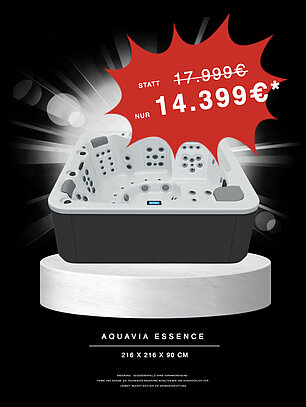 Werbeanzeige für den Whirlpool Essence, dunkler Hintergrund